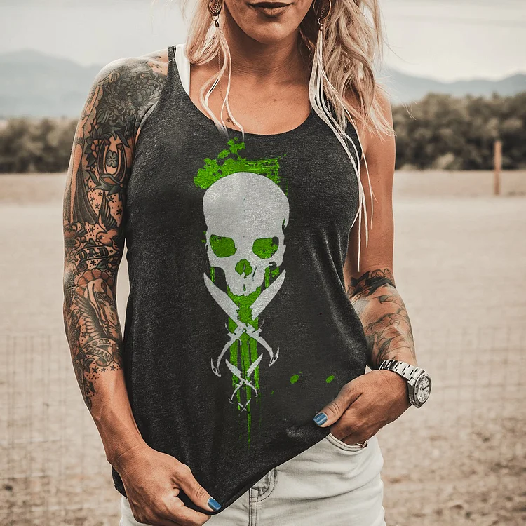 Spring And Summer New Skull Print Women'S Fashion Vest