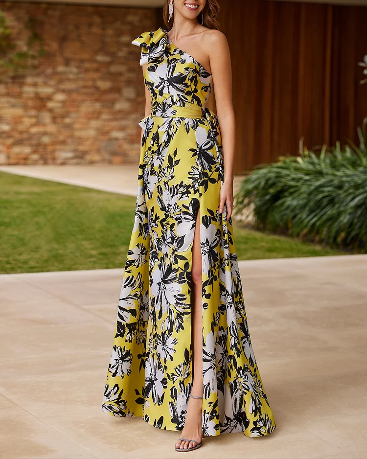 Women's Sleeveless Slit Printed Dress
