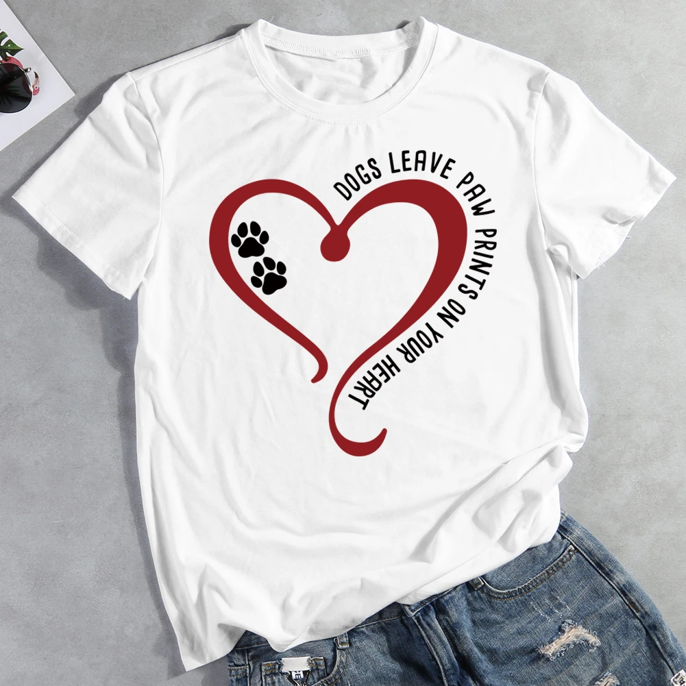 Dogs leave paw prints on your heart T-Shirt Tee-011180-Guru-buzz