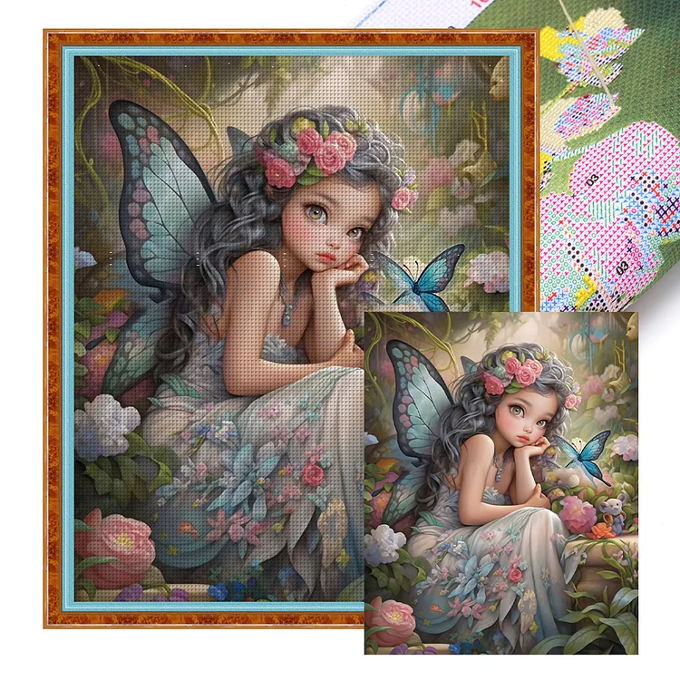 『YiShu』Butterfly Fairy  - 11CT Stamped Cross Stitch(50*60cm)