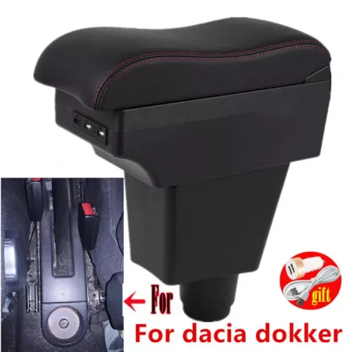 Dronehint For Dacia Dokker Armrest Box Center Console Interior Parts Accessories With USB Parts