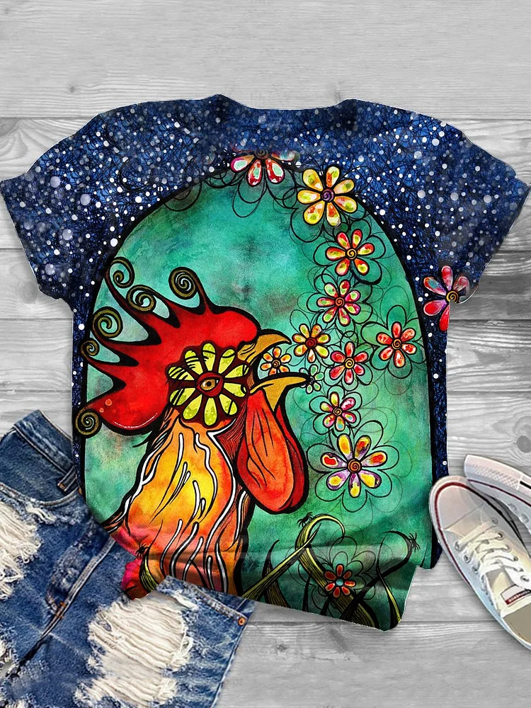 Bestdealfriday Vibrant Polish Chicken Pullover Short Sleeve T-Shirt