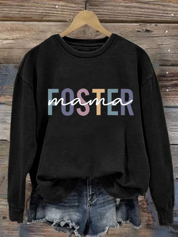 Women's Casual Foster Mama Printed Long Sleeve Sweatshirt