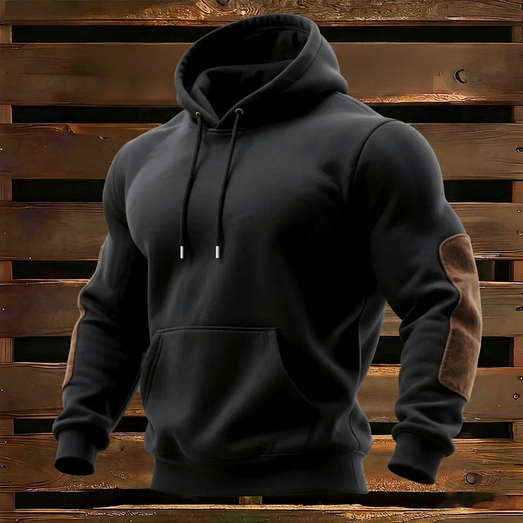 Stylish Hoodie with Contrast Elbow Patches for Everyday Wear