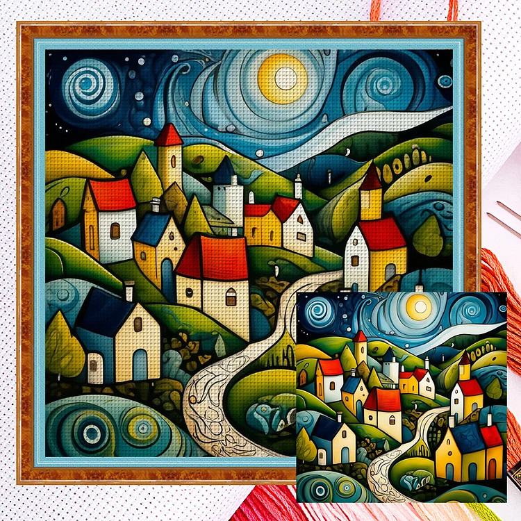 Colorful Houses (40*40cm) 14CT Counted Cross Stitch gbfke