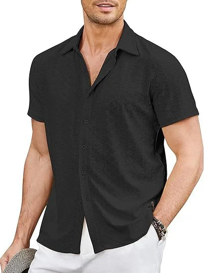 Men's Button Up Beach Shirt Short Sleeve Resort Shirt socialshop