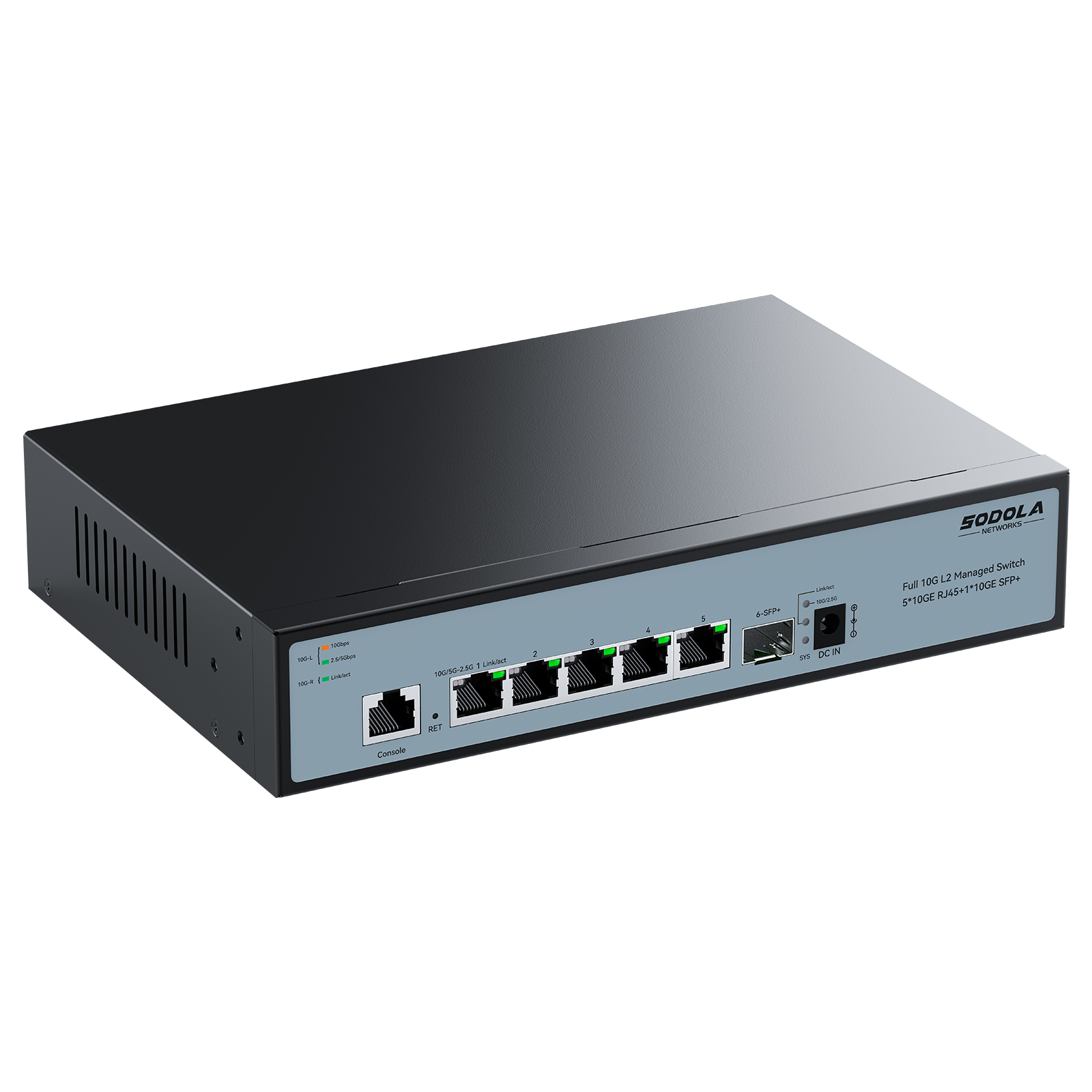 SODOLA 10Gb L2 Managed Switch, 5 x 10G RJ-45 Ports,1 x 10G SFP+
