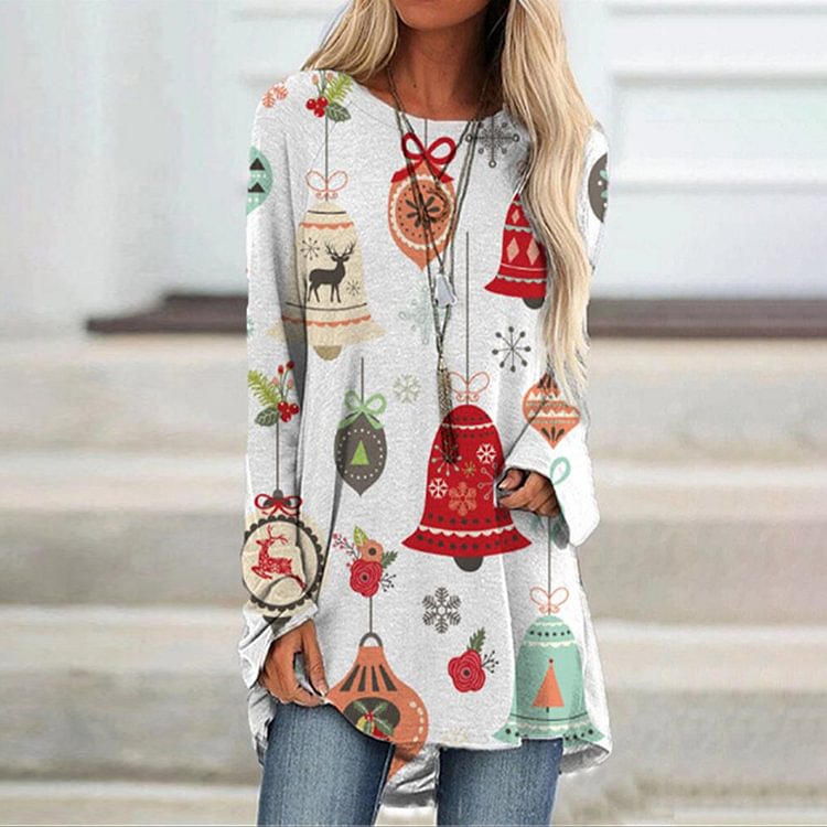 Christmas Print Casual Loose T-Shirt