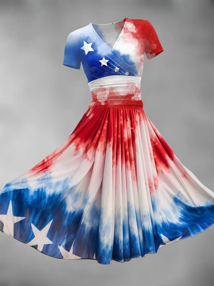 Women's Independence Day Flag Art Maxi Dress