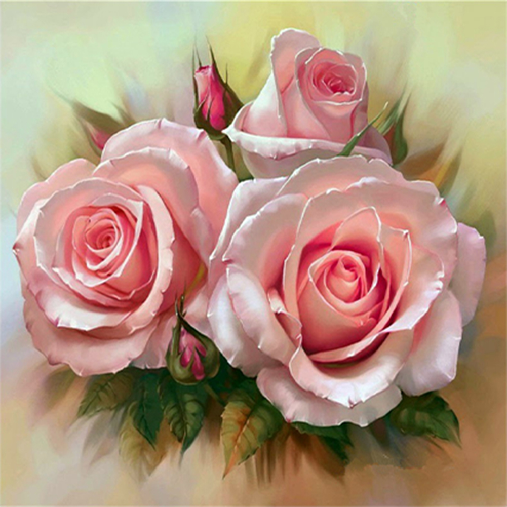Pink Rose - Painting By Numbers - 20*20CM