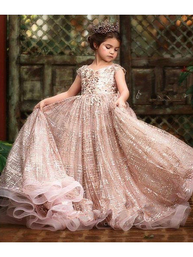 Bellasprom Sleeveless Jewel Neck Ball Gown  Flower Girl Dress Tulle With Pick Up Skirt Bow Bellasprom