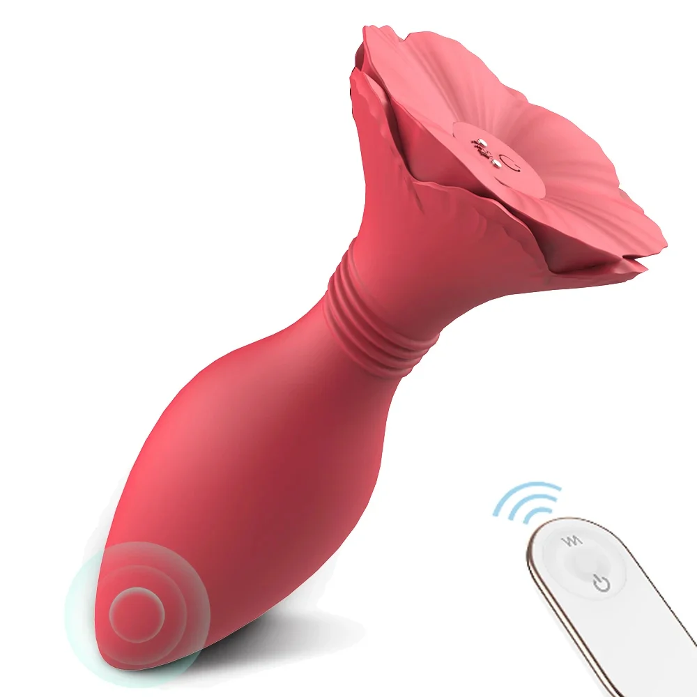 Rose Anal Plug Vibrator For Women And Men Vibrating Butt Plug With Remote Control
