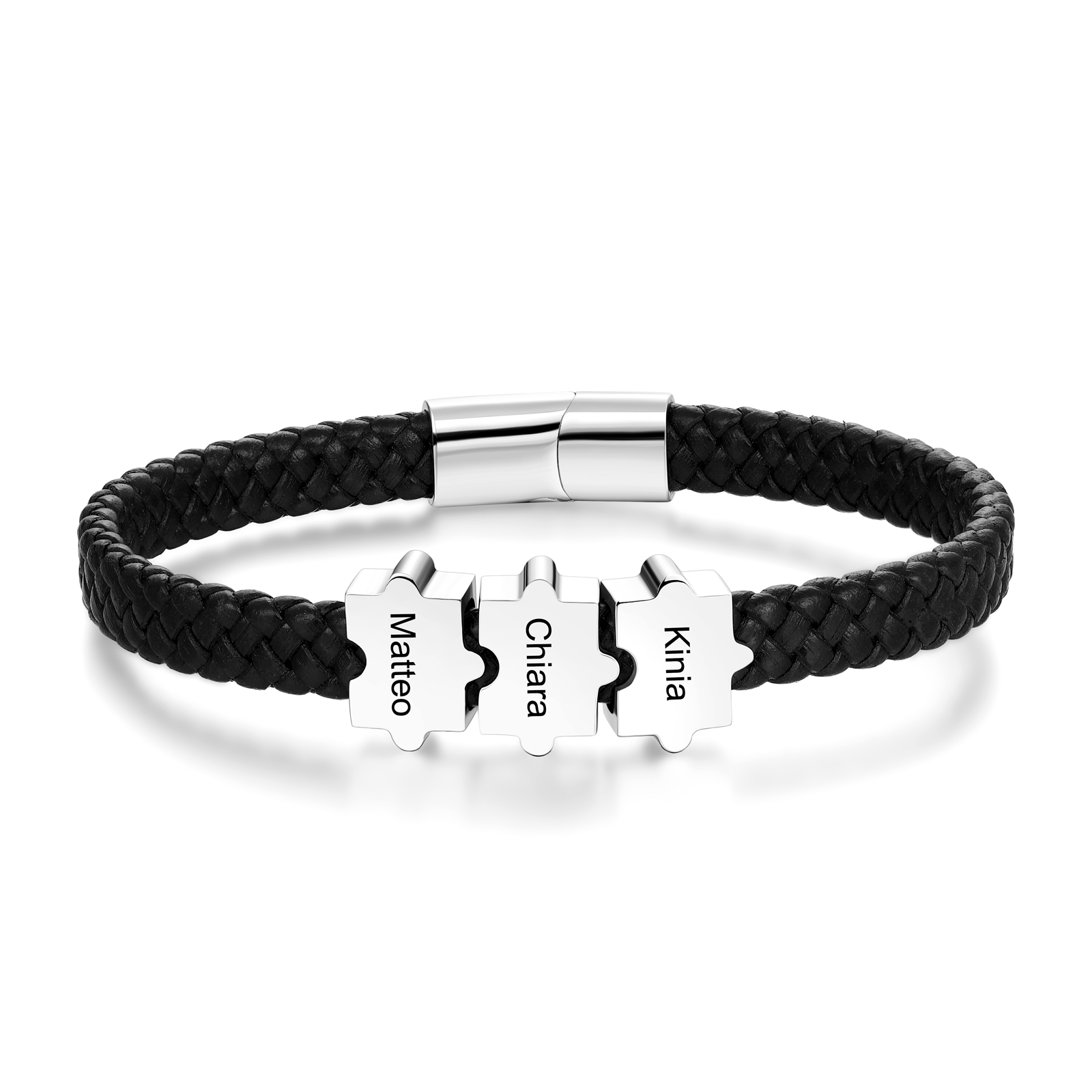 Kettenmachen Personalisiertes Herren 3 Namen Leder Armband Mit