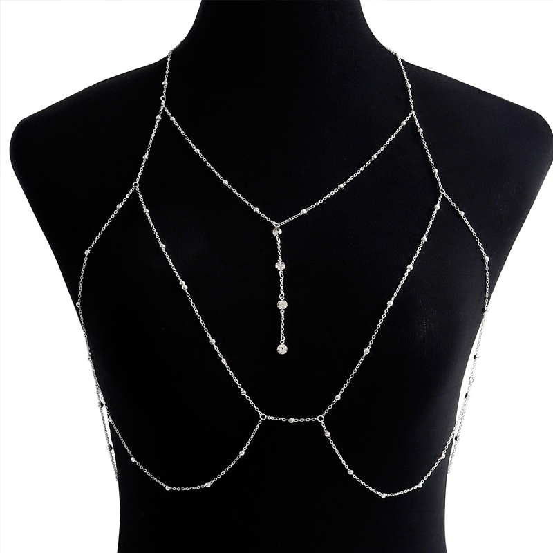 Diamond Pendant Tassel Necklace Chest Chain