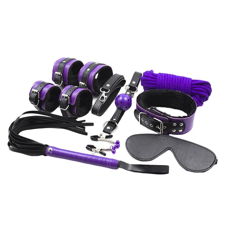 pornhint Pornhint 8Pcs Set SM Leather Bondage BDSM Bondage Kit Sex Toy Sexual Bondage for Couple BDSM
