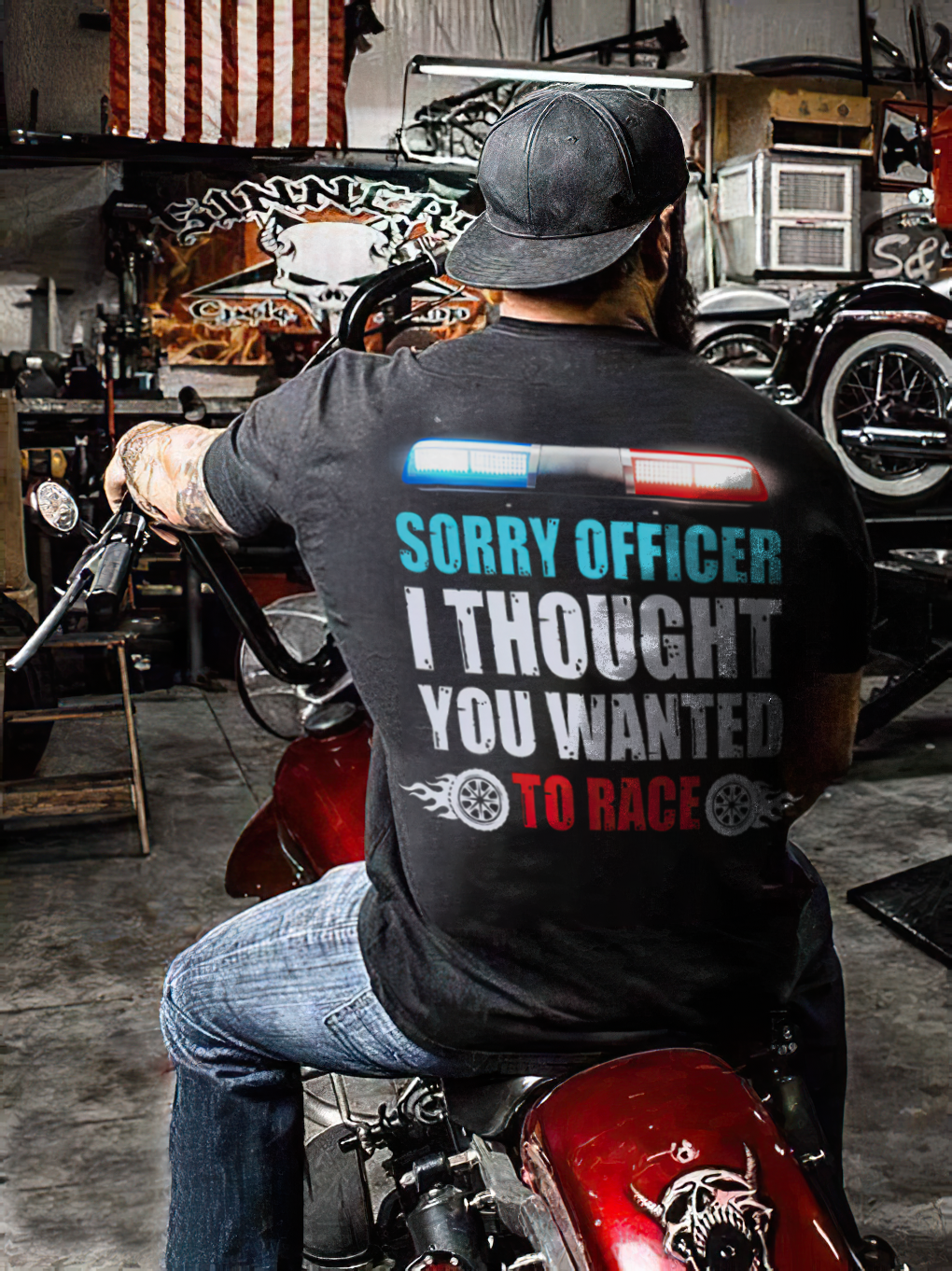 Sorry Officer I Thought You Wanted To Race Printed Men's T-shirt - Devcarry