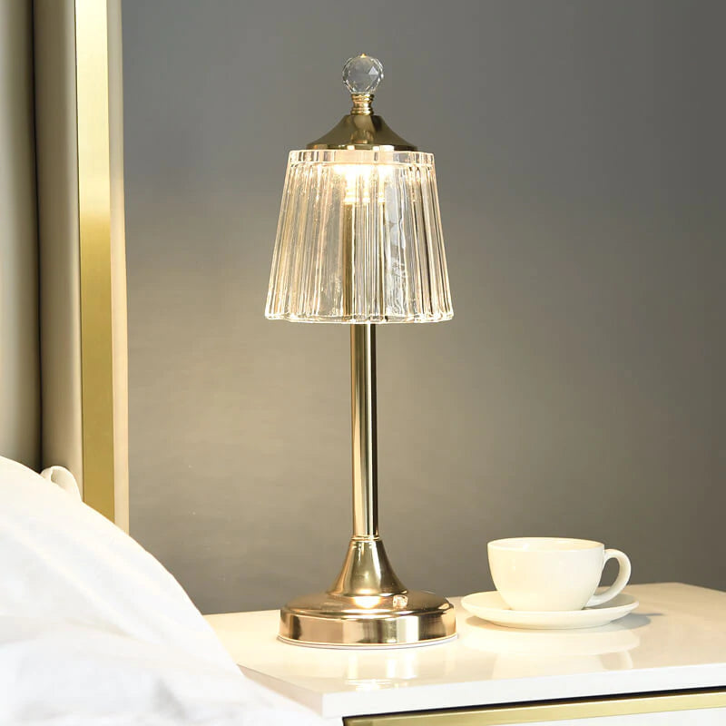 Ambient Lantern - Cordless Crystal Table Lamp - Dimmable - Silver