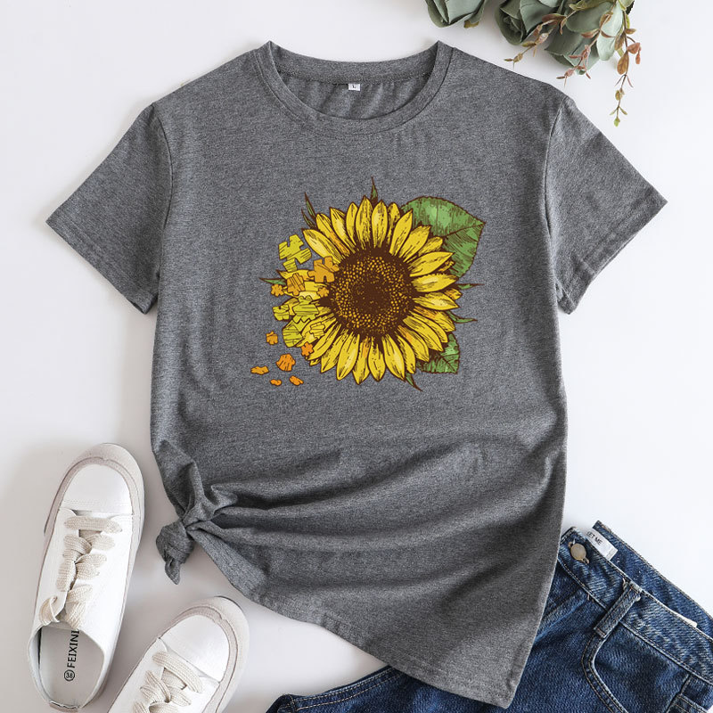 Sunflower Puzzle Blocks Women's Cotton T-Shirt | ARKGET