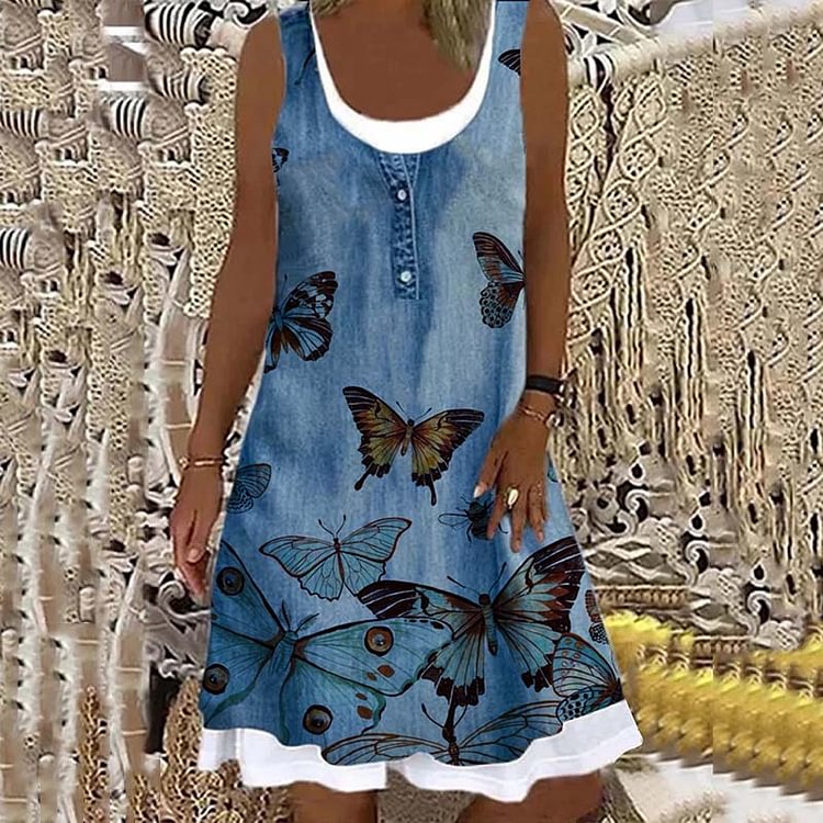 Butterfly Print Casual Dress