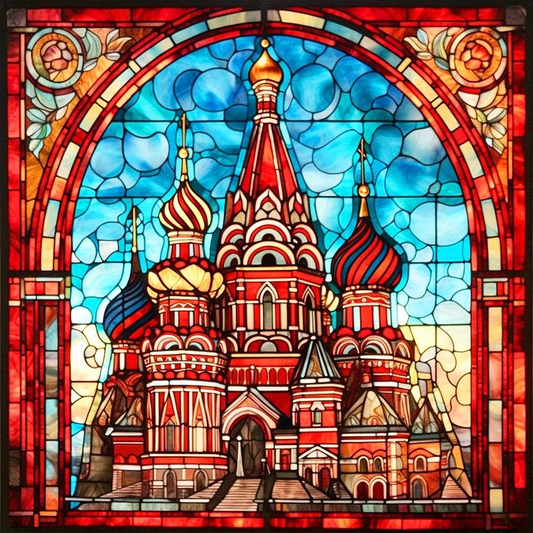 Glass Painting Red Castle 30*30CM (Canvas) Full Round Drill Diamond Painting gbfke