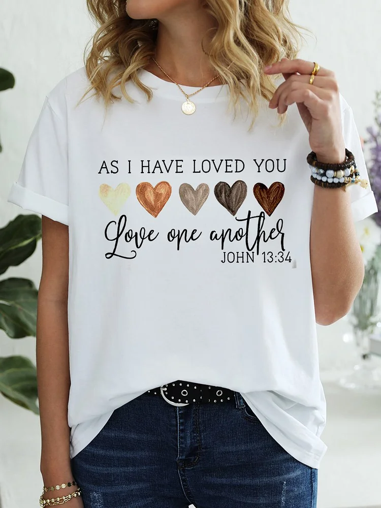 Bestdealfriday Valentine As I Have Loved You O Neck Pure Cotton T-Shirt