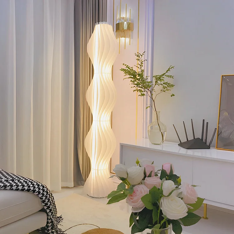 Pleated Grass Skirt Three Step Dimming LED White Ins Nordic Floor Lamp