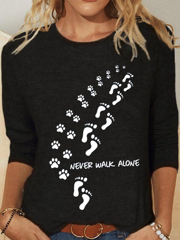 VChics Never Walk Alone Dog Lover Long Sleeve T-Shirt