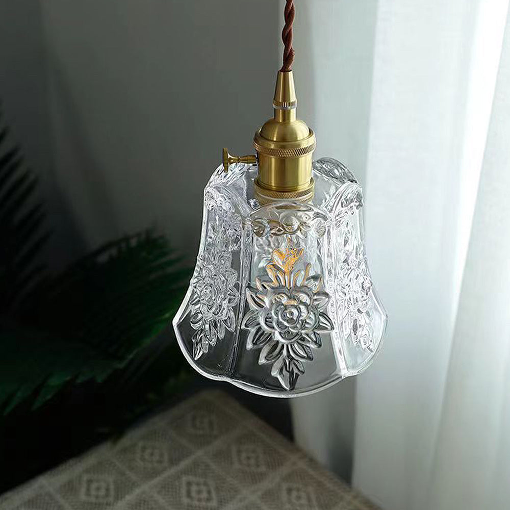 Medieval Flower Glass Clear Pendant Light
