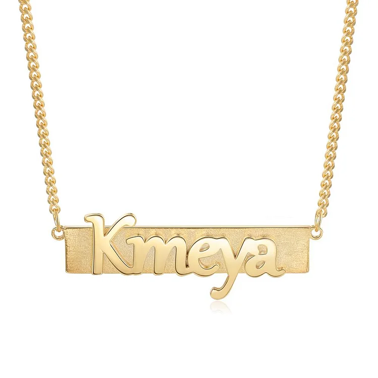Men Name Necklace Custom Bar Necklace Personalized Name Chain 14K Gold Pated