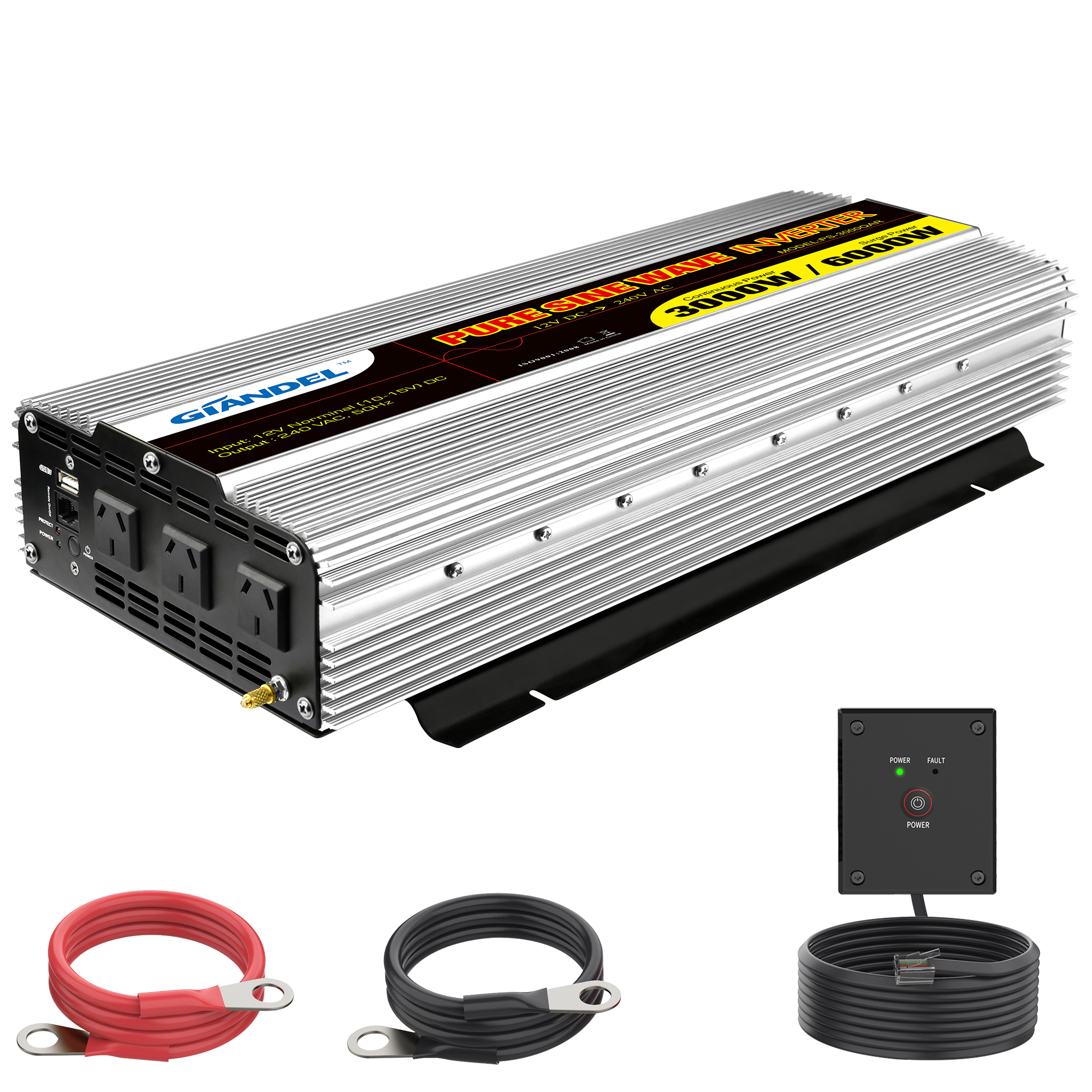 Giandel Pure Sine Wave Power Inverter 3000Watt DC 12V to AC 240V