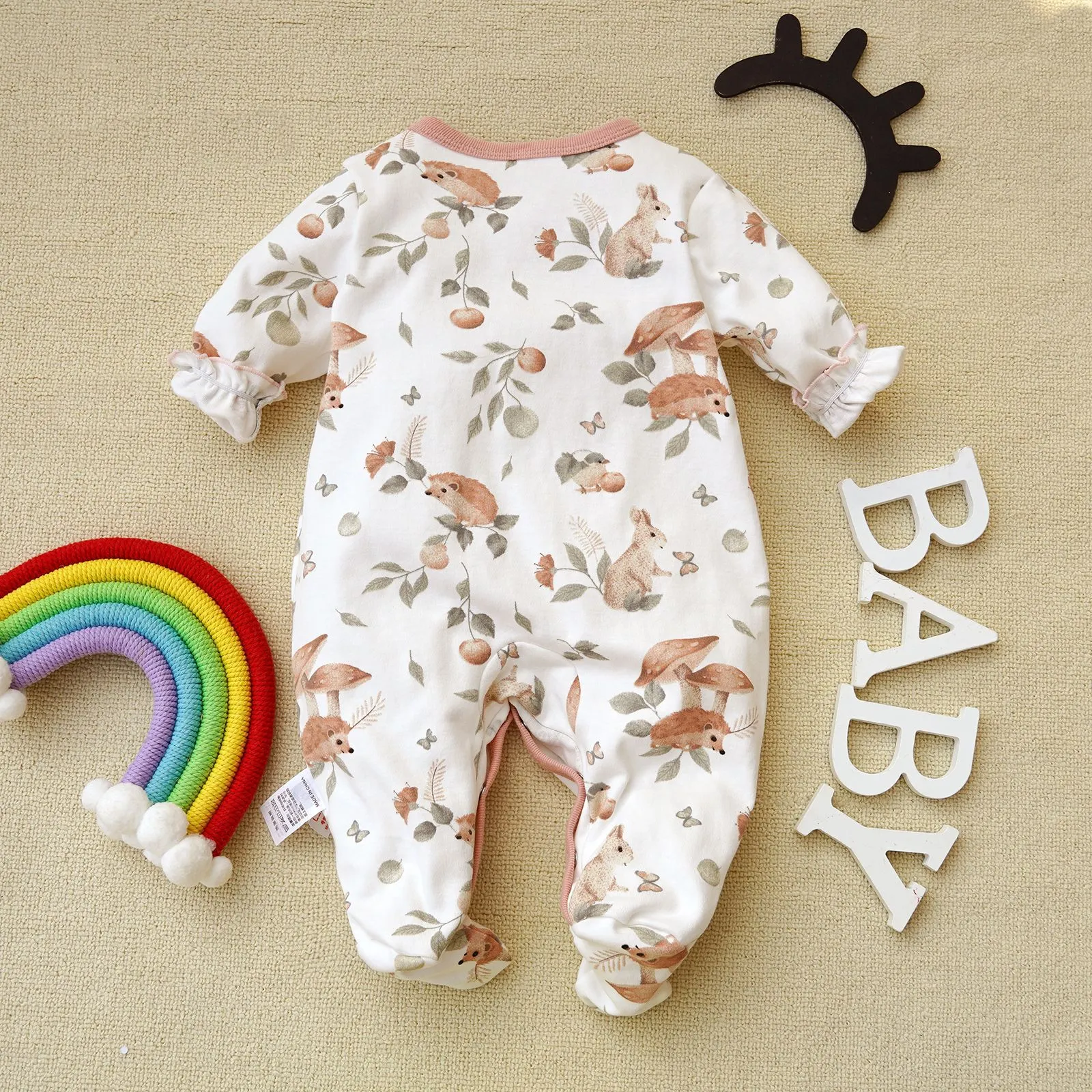 【0M-12M】Baby Girl Hedgehog Print Long Sleeve Romper