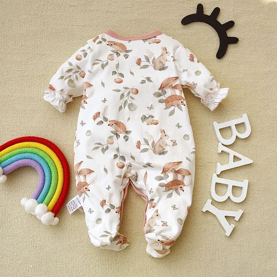【0M-12M】Baby Girl Hedgehog Print Long Sleeve Romper