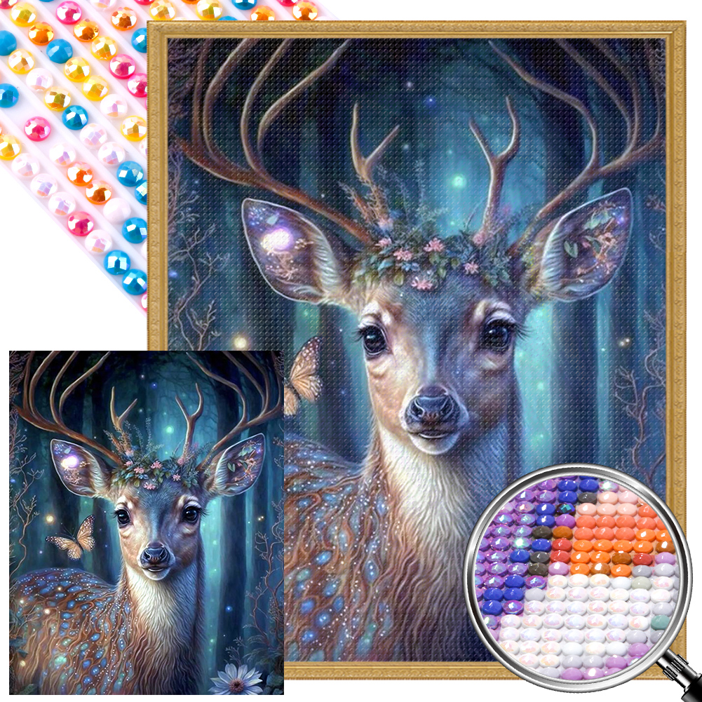 Deer 40*70cm(picture) full round drill diamond painting with around 4  colors of AB drill