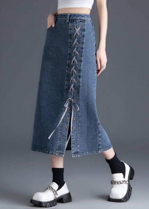 Modern Old Blue Pockets High Waist Denim Skirt Spring main image 1