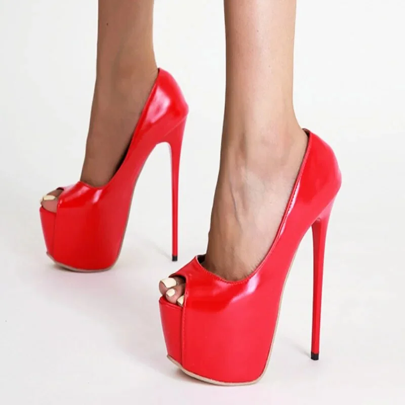 Blankf Ultra High Heel Sexy Platform Fish Mouth Shoes European And American Style New Red Thin Heel Model Show Women's Pumps