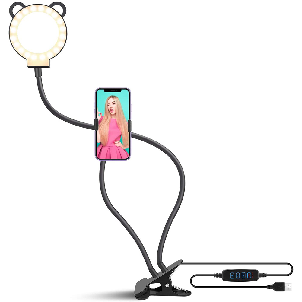 Clip on Selfie LED Ring Light with Flexible Phone Holder for Studio Makeup, 501 Original
Clip on Selfie LED Ring Light with Flexible Phone Holder for Studio Makeup, 501 Original