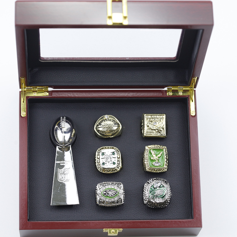 【 Philadelphia Eagles】6 pcs + box + trophy Championship Rings Box NFL