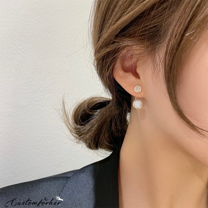 Simple Hollow Zircon Ball Earrings