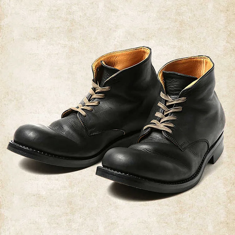TIMSMEN Men's Vintage Handmade Leather Lace Up Boots