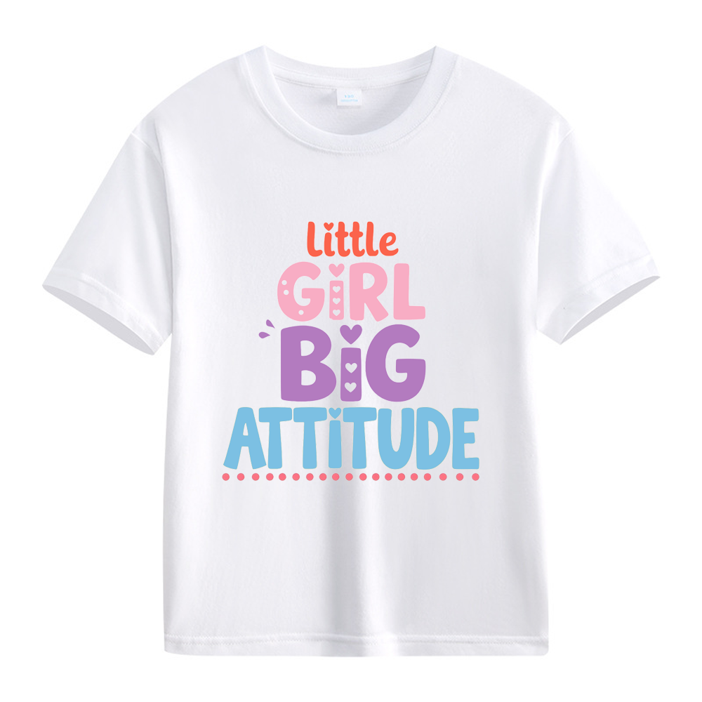 【2Y-13Y】Little Girl Big Attitude Graphic T-Shirt For Kids