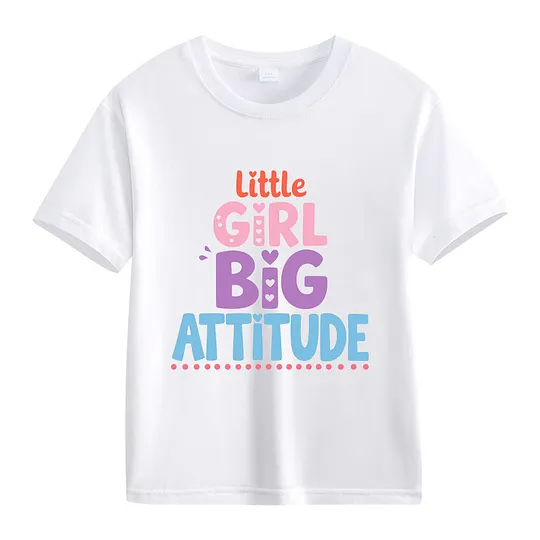 【2Y-13Y】Little Girl Big Attitude Graphic T-Shirt For Kids