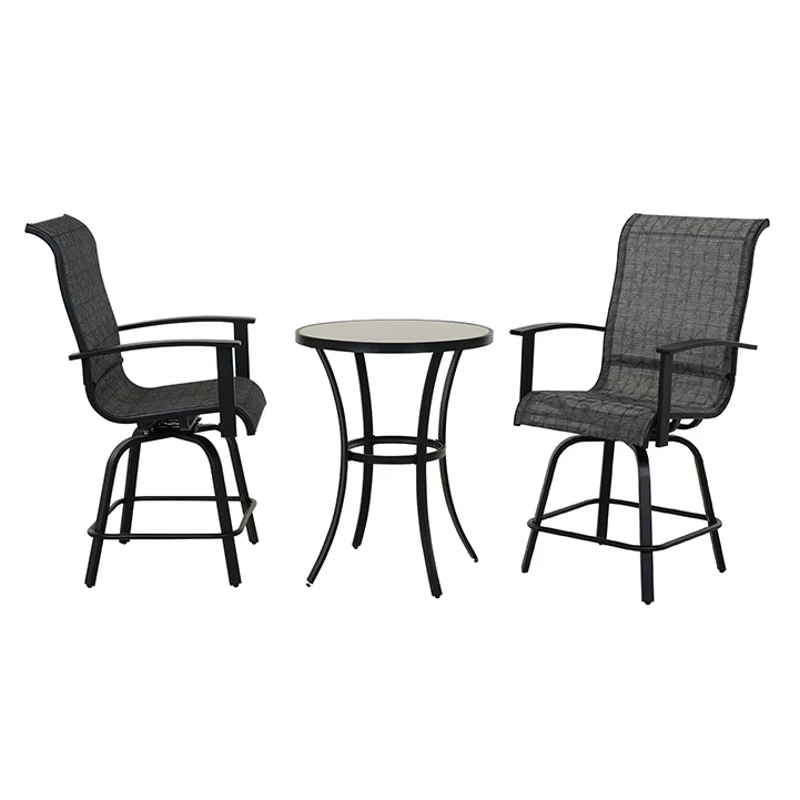 GRAND PATIO 3 Piece High Foot Swivel Stool Bar Set with Rotation Function