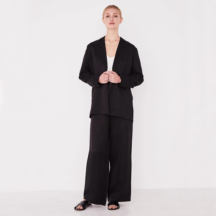 Black Womens Linen Suit-ChouChouHome