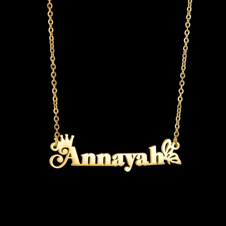 Butterfly Crown Letter Name Custom Necklace