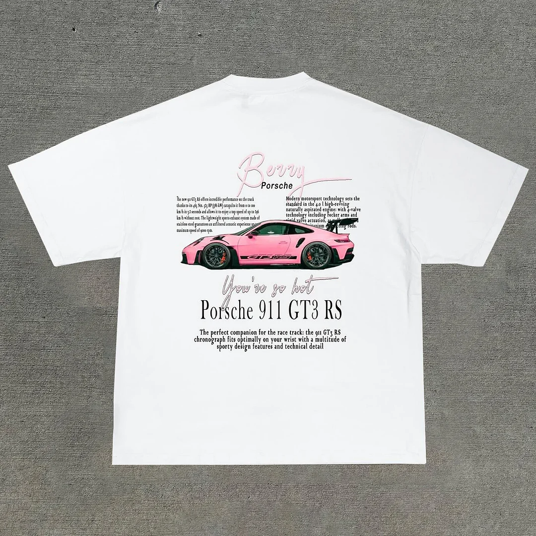 Porsche 911 GT3 RS Printed Men's Oversized T-Shirts - Devcarry