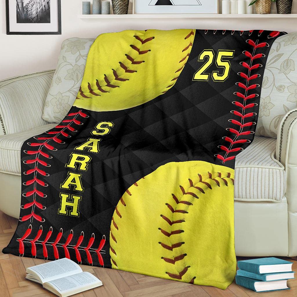 Personalized Softball Blanket for Comfort & Unique BKKid189