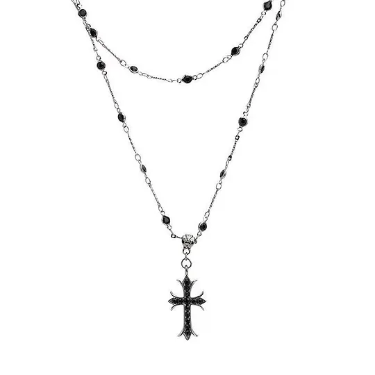Dark Sweet Cool Cross Pendant Double-layer Necklace