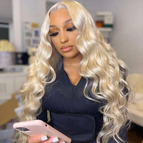 613 Blonde Wig Body Wave Wig 5x5 Lace Closure Wig Transparent Lace Wig