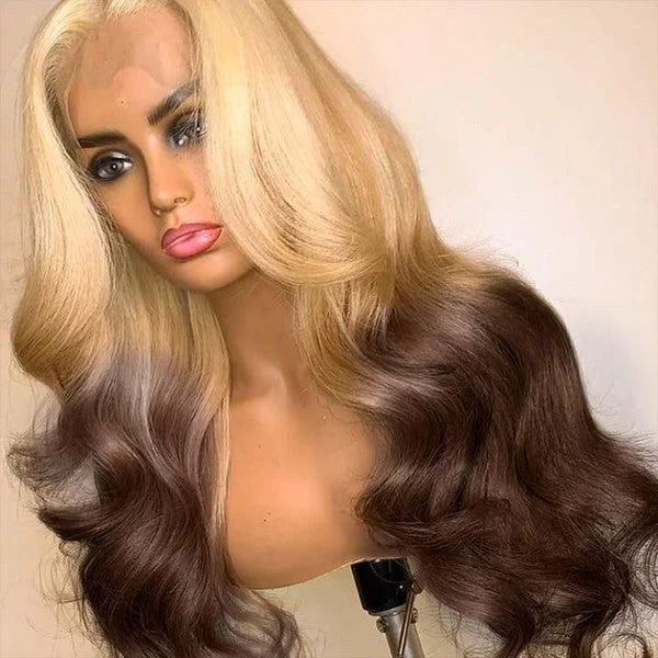 Ombre Blonde to Brown Wig Lace Front Wig