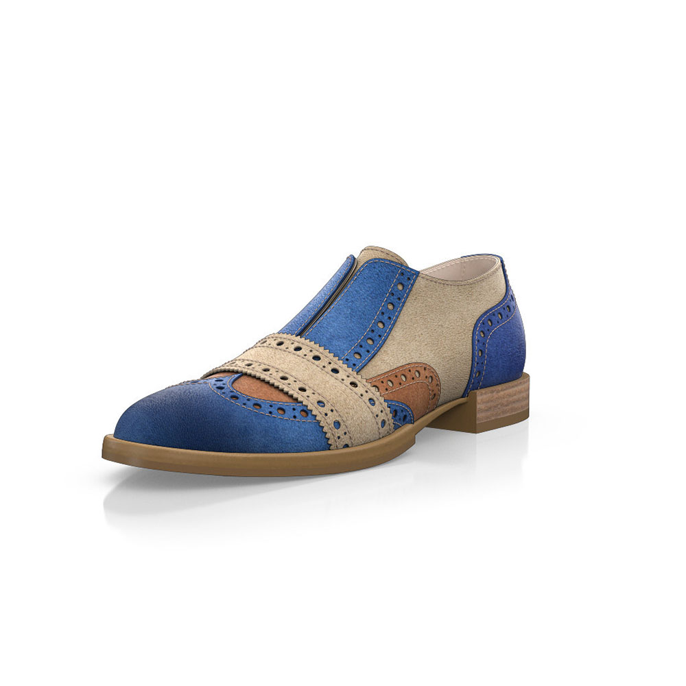Paris Vintage Khaki Blue Loafers Handmade Genuine Leather main image 1